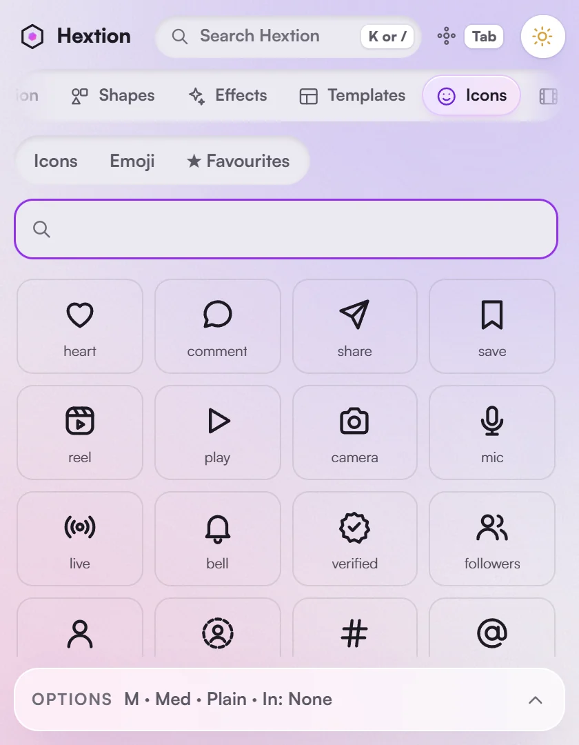 Icons: social icons such as heart, comment, share, reel, play and camera, each ready to drop in as a shape layer.